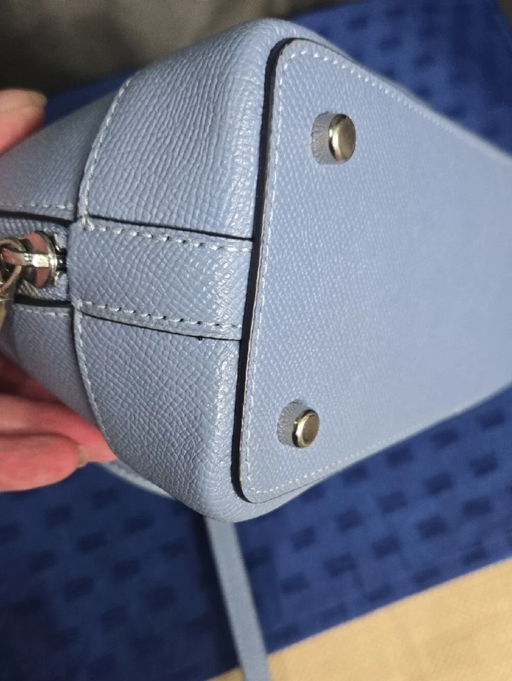Coach Slate Blue Dome Satchel with Silver Hardware